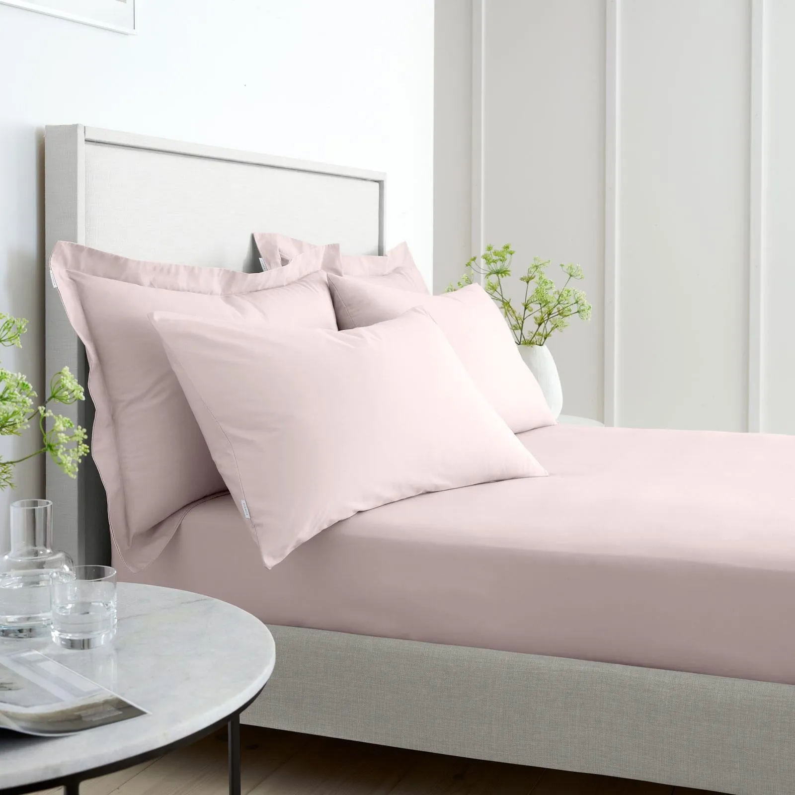 200TC Cotton Percale Oxford Pillowcases Blush