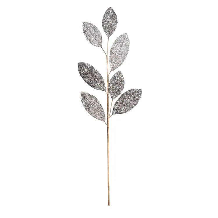 20" Silver Mesh Apple Leaf Sprays 3 Per Bag
