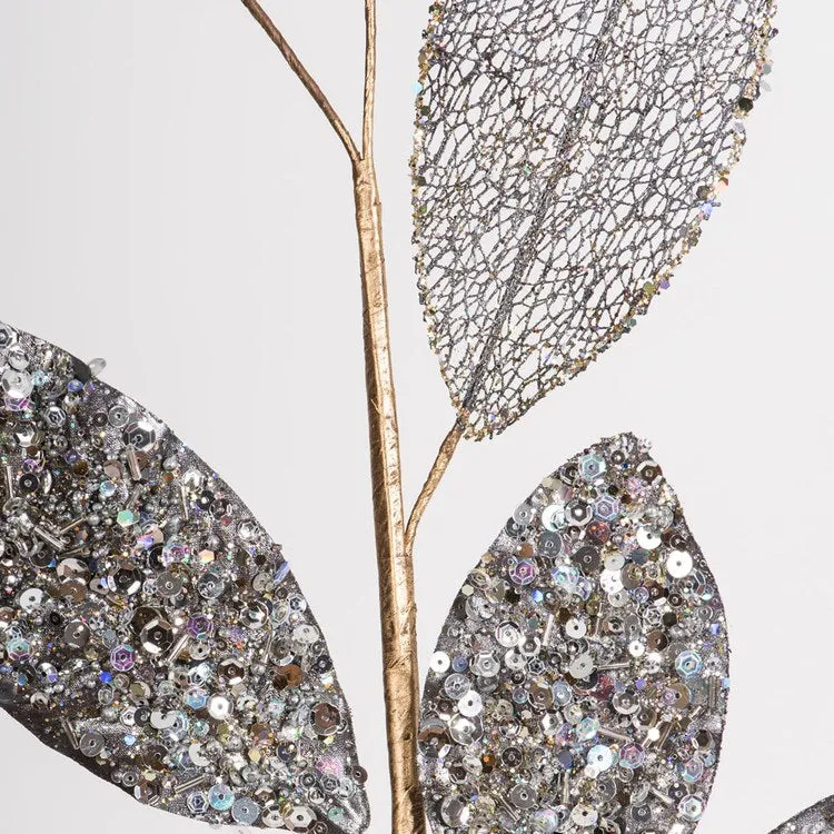 20" Silver Mesh Apple Leaf Sprays 3 Per Bag