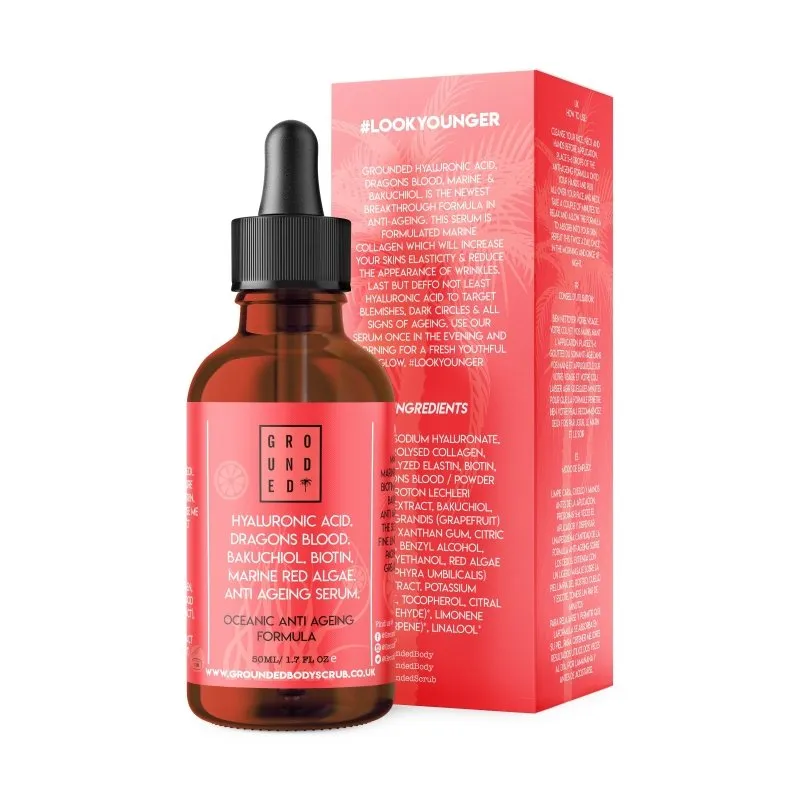 Grounded Beauty Dragons Blood, Bakuchiol, Biotin, Marine Collagen, Algae Ha Serum