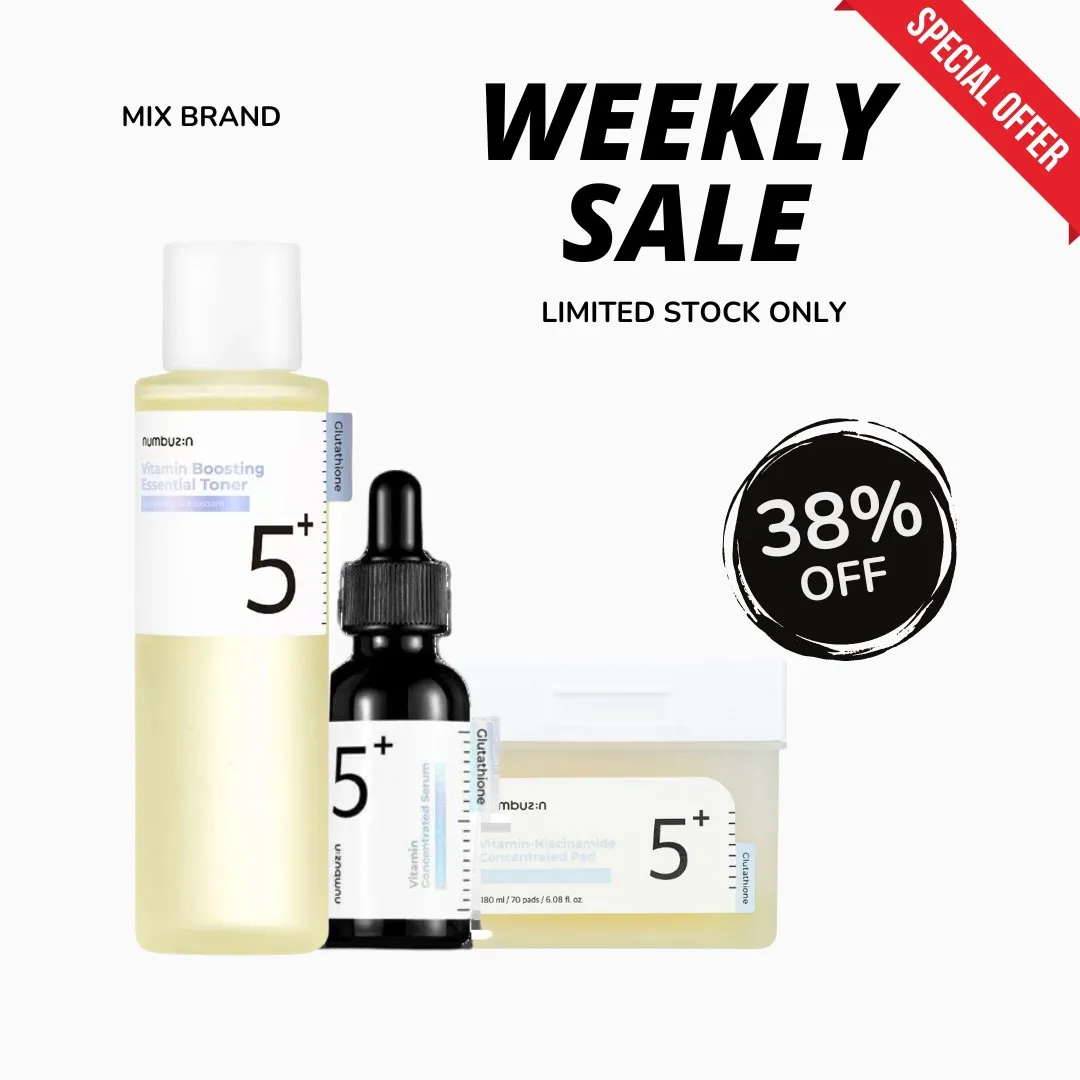 Numbuzin 5  concentrated serum, NUMBUZIN No.5 Boosting Essence Toner, Numbuzin vitamin niacinamide pad Set